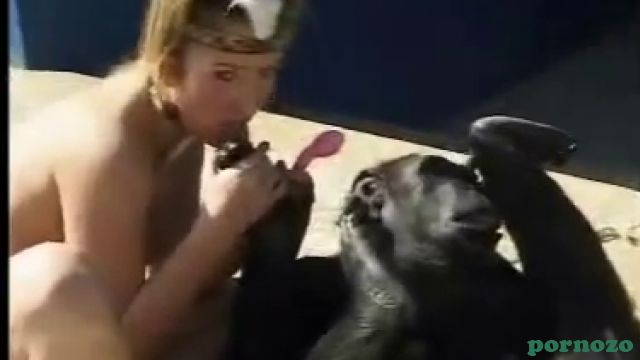 Порно с обезьяной,  девушку в зоо парке трахает шимпанзе